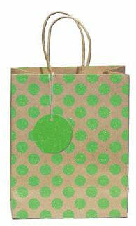 Neon Kraft Spots Green medium gift bag