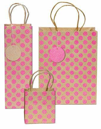 Neon Kraft Spots Pink gift bags
