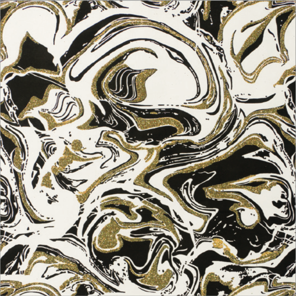 Glitter Deco Oil on Water Gld/Blk on Alabaster