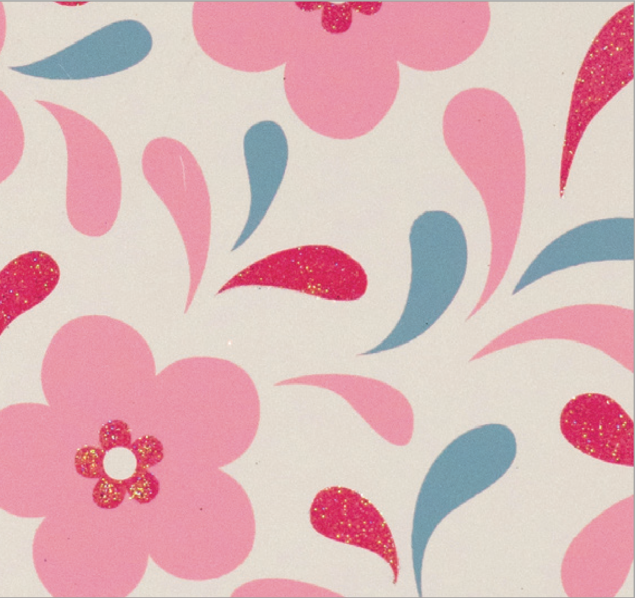 Glitter Modernity Pastel Flower Iri Pink On Wht