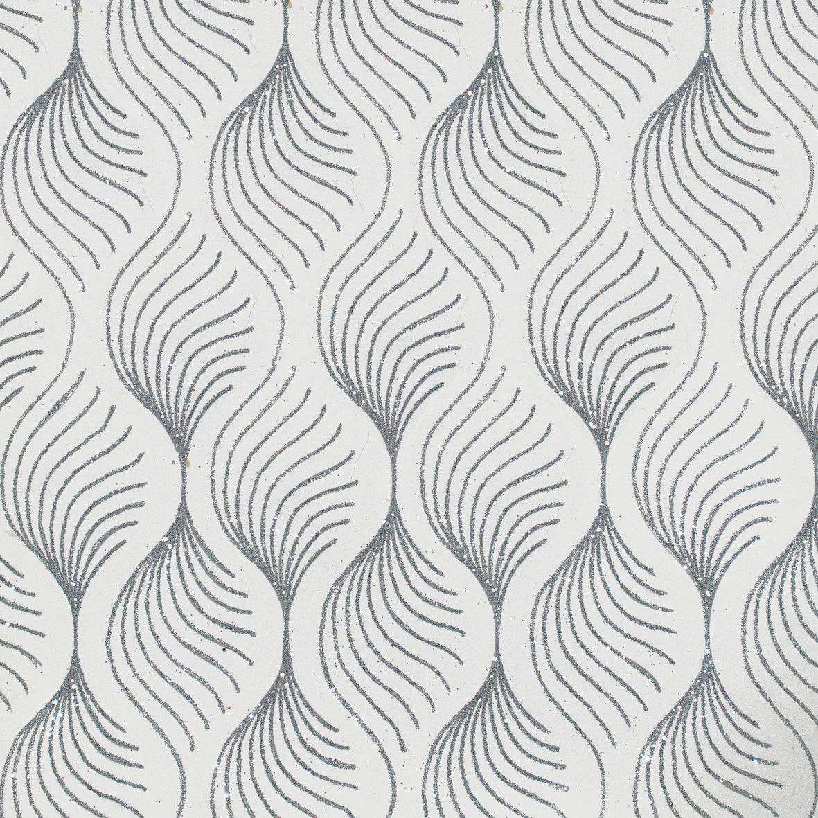 Glitter With Love Feather Silver on White