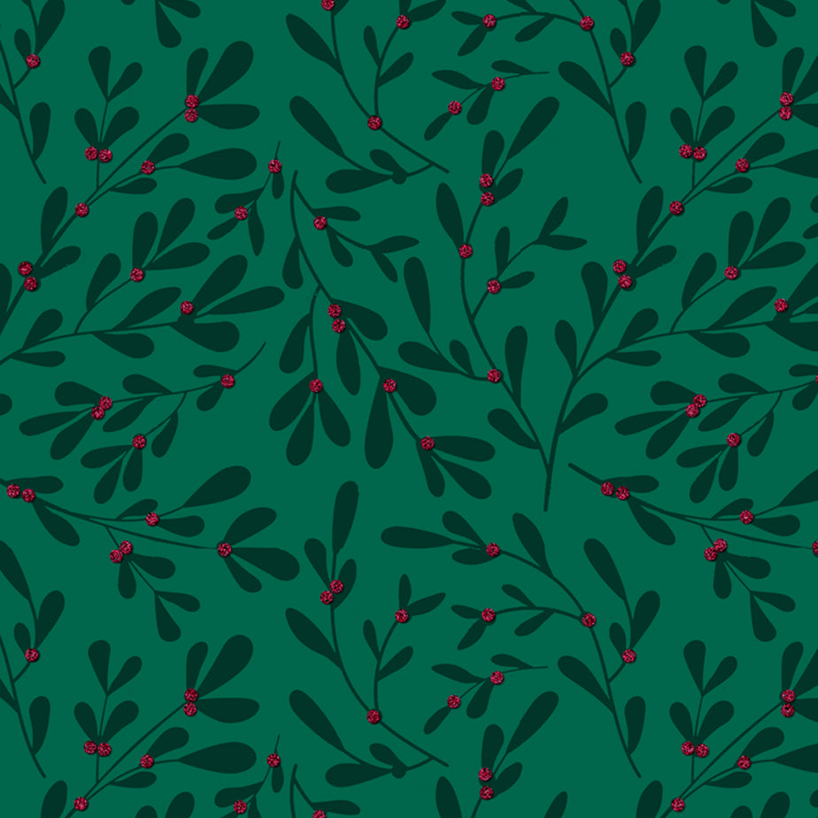 Uniqueco Bio Glitter FSCM Holly & Ivy Red/Dark Green Mistletoe on Green