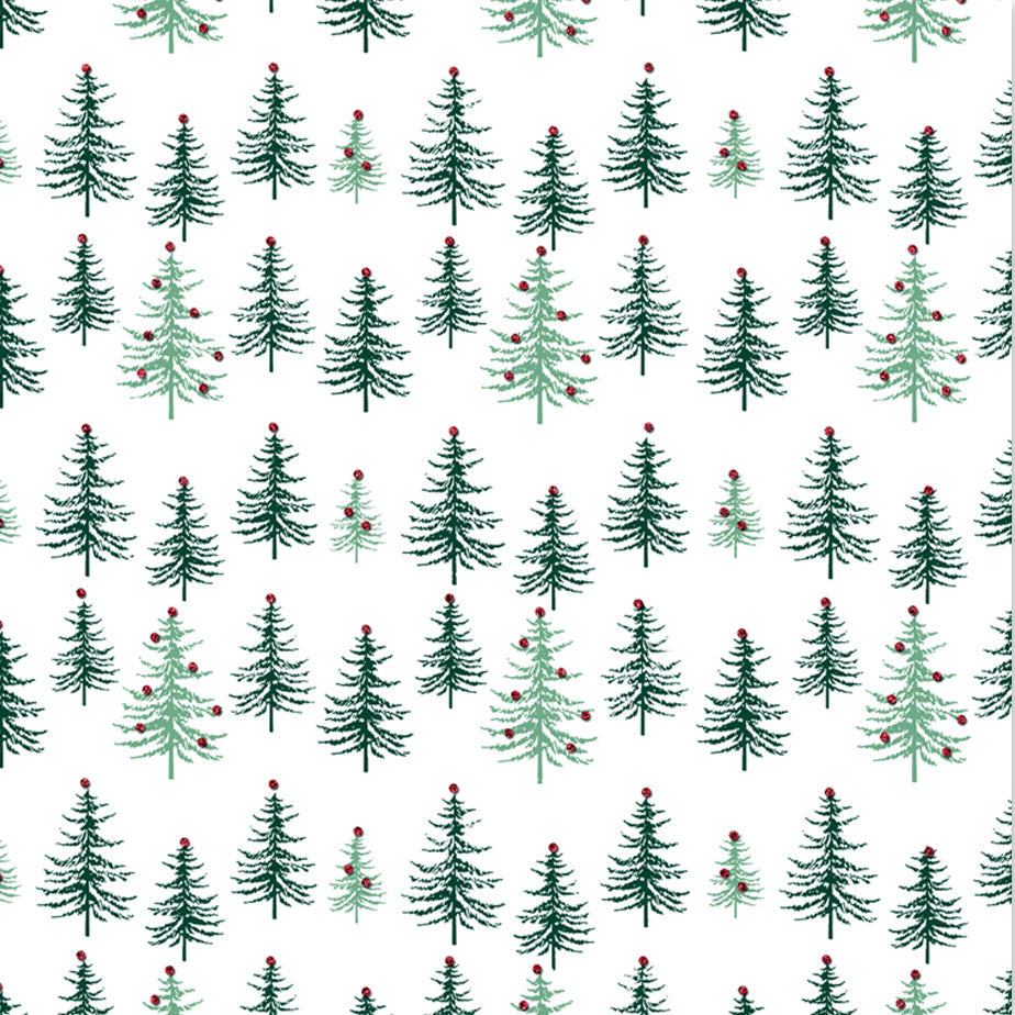 Uniqueco Bio Glitter FSCM Holly & Ivy Green Trees on White