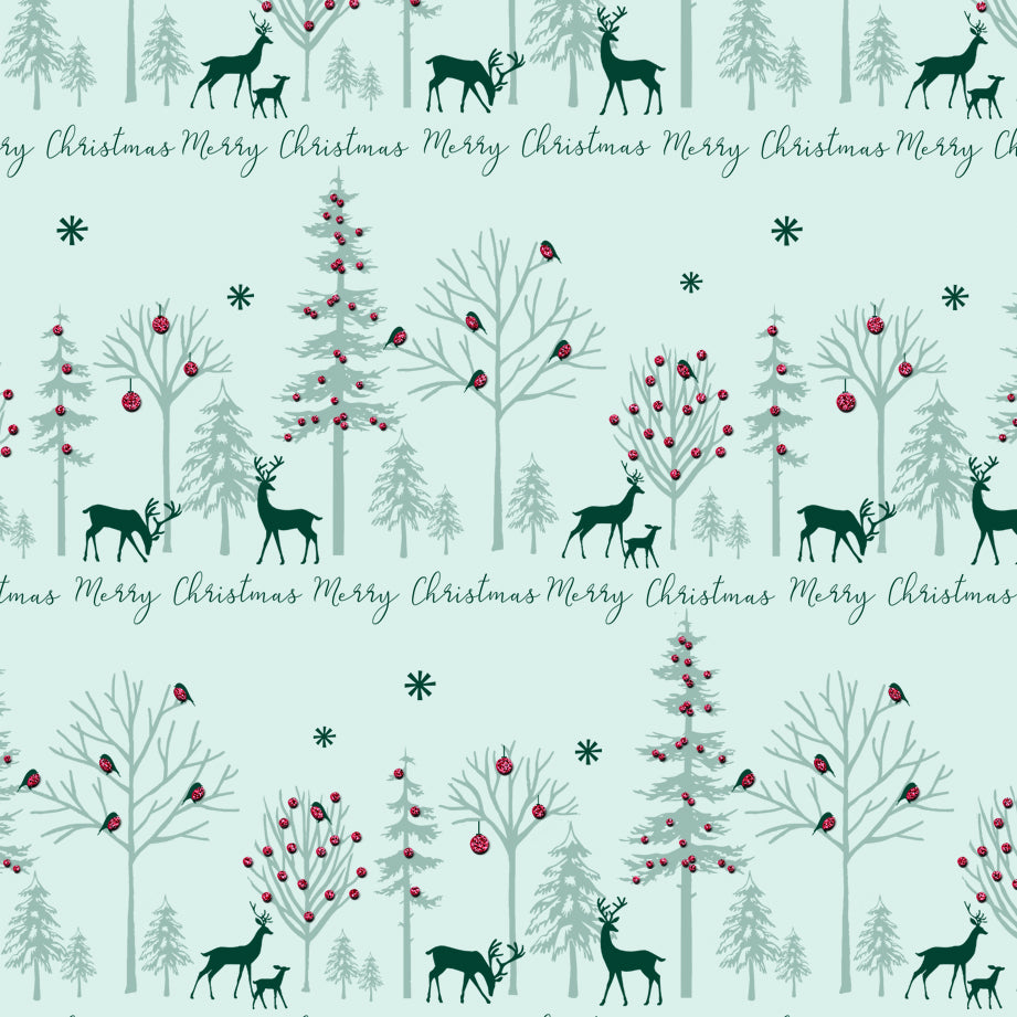 Uniqueco Bio Glitter FSCM Holly & Ivy Reindeer Scene on Pale Green