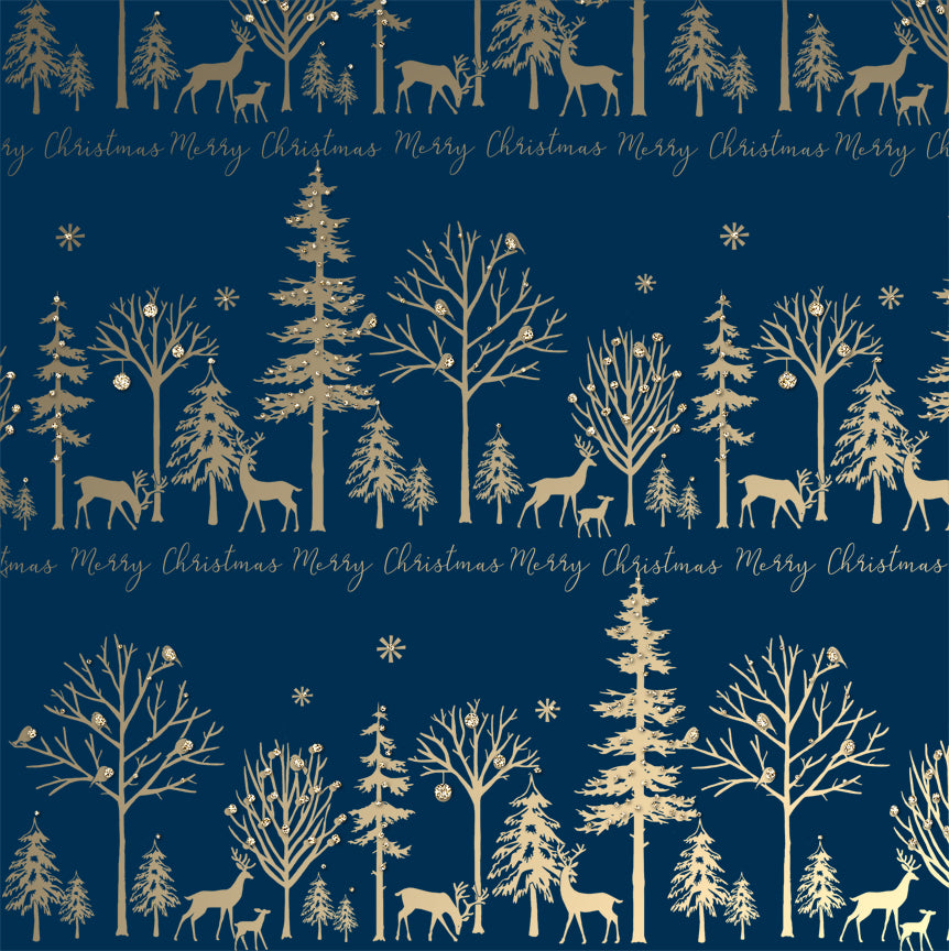 Uniqueco Bio Glitter FSCM Luxe Gold Reindeer Scene on Blue