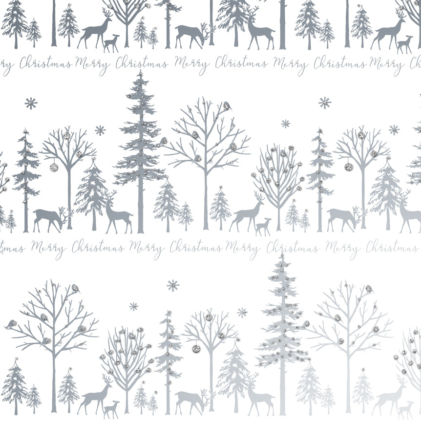 Uniqueco Bio Glitter FSCM Luxe Silver Reindeer Scene on White