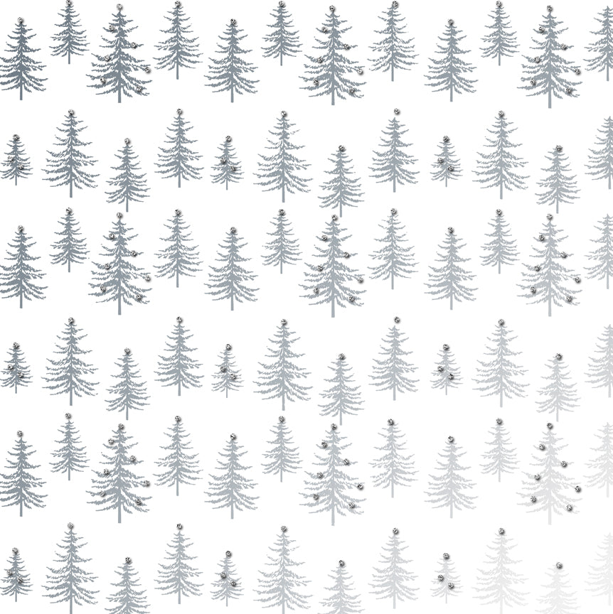 Uniqueco Bio Glitter FSCM Luxe Silver Trees on White