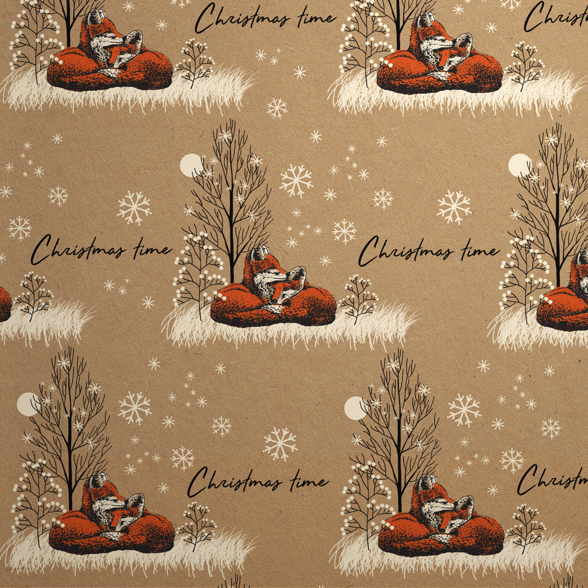 Uniqueco Printed FSCR Wild Winter Foxes on Kraft