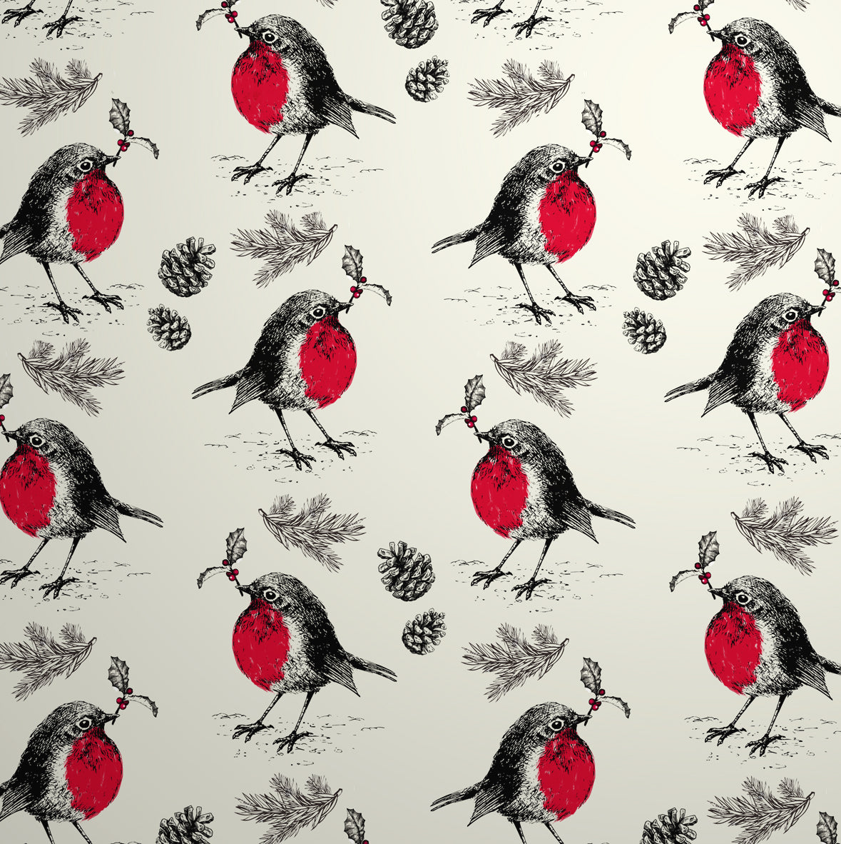 Uniqueco Printed FSCM Wild Winter Robin on White Kraft