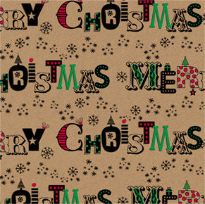 Uniqueco Printed FSCR Jolly Christmas Multi Merry Christmas on Kraft