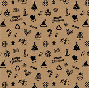 Uniqueco Printed FSCR Jolly Christmas Black Icons on Kraft