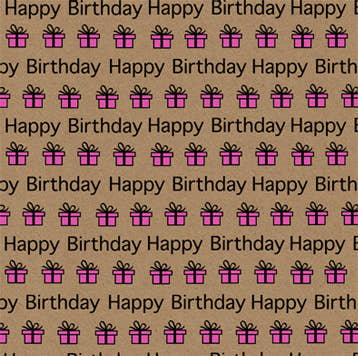 Uniqueco Printed FSCR Happy Brights Pink Happy Birthday Present on Kraft
