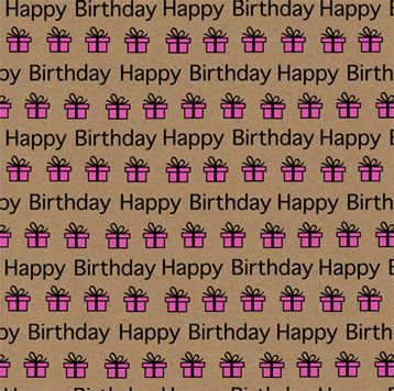 Uniqueco Printed FSCR Happy Brights Pink Happy Birthday Present on Kraft