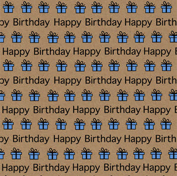 Uniqueco Printed FSCR Happy Brights Blue Happy Birthday Present on Kraft
