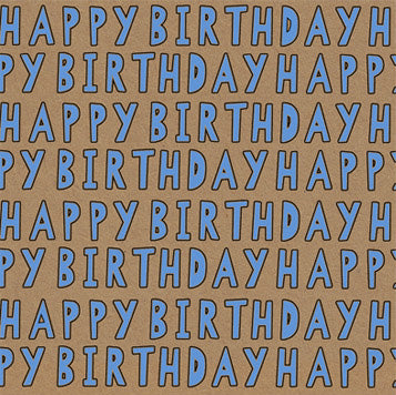 Uniqueco Printed FSCR Simply Eco Blue Cut Out Happy Birthday on Kraft