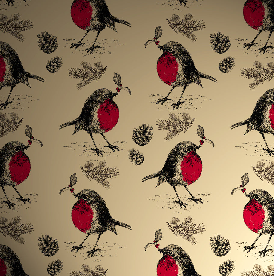 Uniqueco Printed FSCM Winter Deluxe Robins on Gold