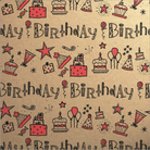 Printed Kraft Doodles Birthday Red