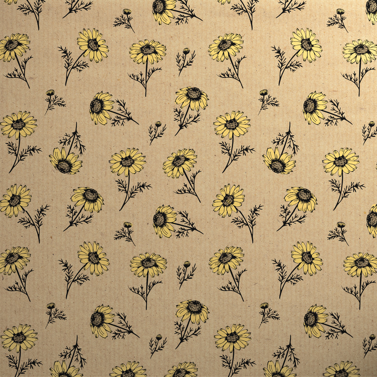 Printed Kraft Botanical Daisy Yellow
