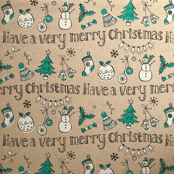 Uniqueco Printed FSCR Doodles Christmas Green Very Merry