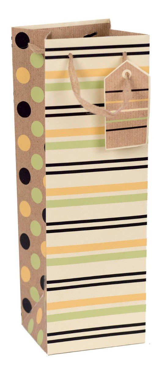 Printed Gift Bag Botanical Stripe Bottle (pack of 6)
