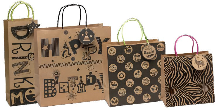 Uniqueco FSCM* Love the Earth Kraft Gift Bags (select size)