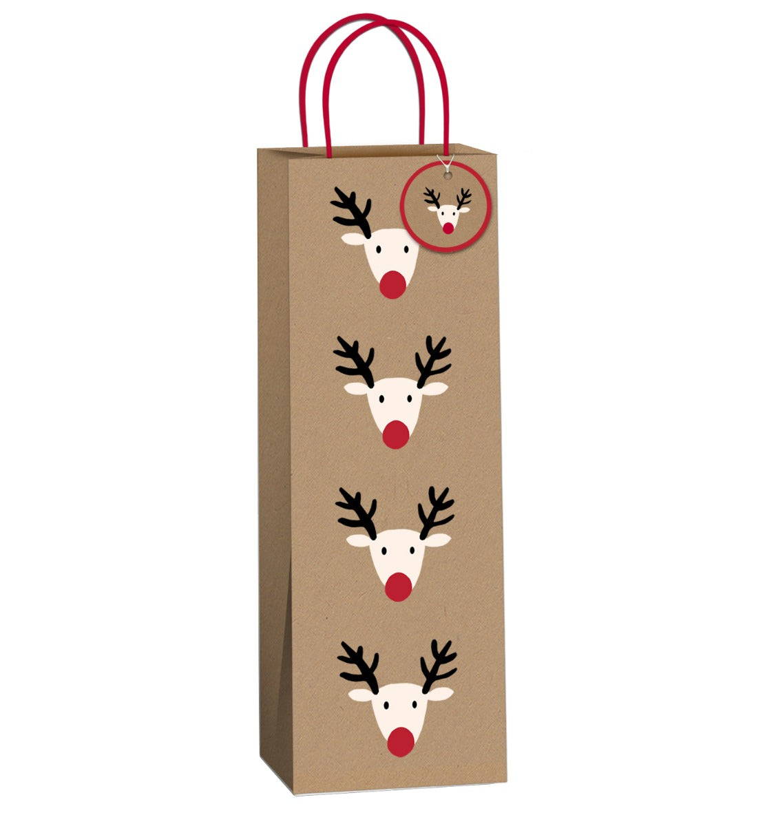 Uniqueco FSCM* Printed Bag Festive Friends Rudolph Bottle (Unit of 6)