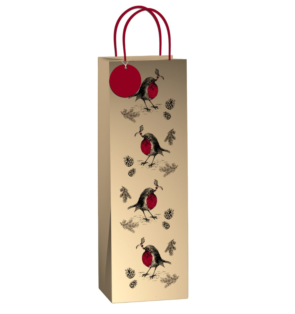 Uniqueco FSCM* Printed Bag Winter Deluxe Robin Bottle (Unit of 6)