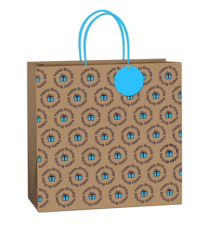 Uniqueco FSCM* Printed Bag Simply Eco Circle Present Blue XL (Unit of 6)