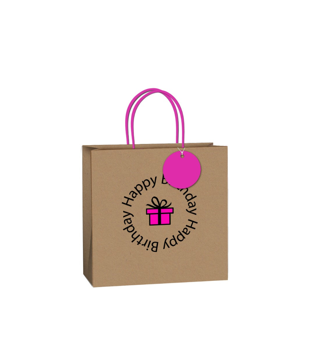 Uniqueco FSCM* Printed Bag Simply Eco Circle Present Pink Medium (Unit of 6)