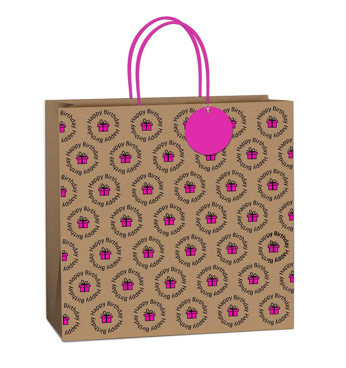 Uniqueco FSCM* Printed Bag Simply Eco Circle Present Pink XL (Unit of 6)