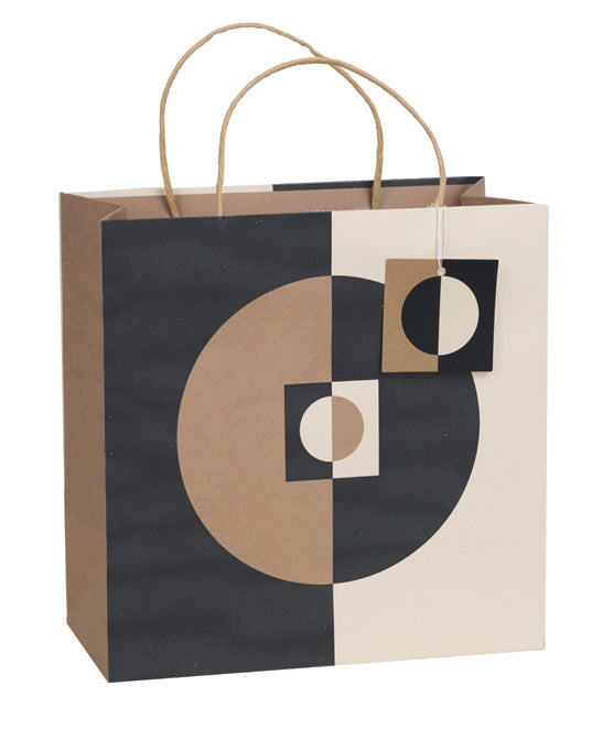 Uniqueco FSCM* Printed Gift Bag Geo Kraft - Large (Unit of 6)
