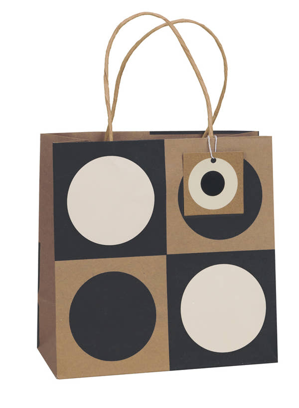 Uniqueco FSCM* Printed Gift Bag Geo Kraft - Medium (Unit of 6)