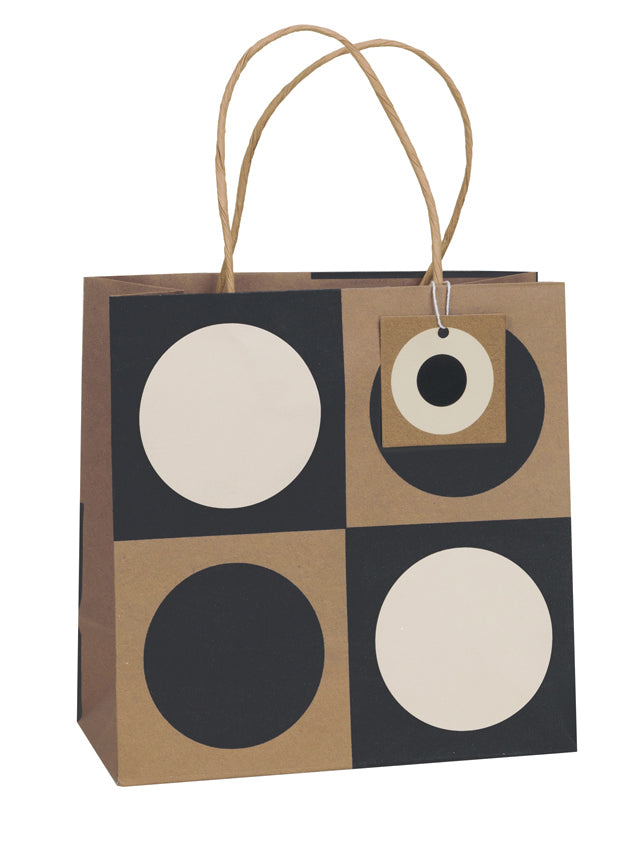 Uniqueco FSCM* Printed Gift Bag Geo Kraft - Medium (Unit of 6)