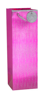 Glitter Gift Bag Icicle Pink Foil Silver Glitter - Bottle (pack of 6)