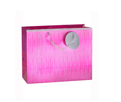 Glitter Gift Bag Icicle Pink Foil Silver Glitter - Medium (pack of 6)
