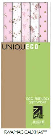 Uniqueco Bio Glitter FSCM Magical Christmas Rollwrap Assortment of 42 Rolls