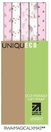 Uniqueco Bio Glitter FSCM Magical Christmas Rollwrap Assortment of 42 Rolls