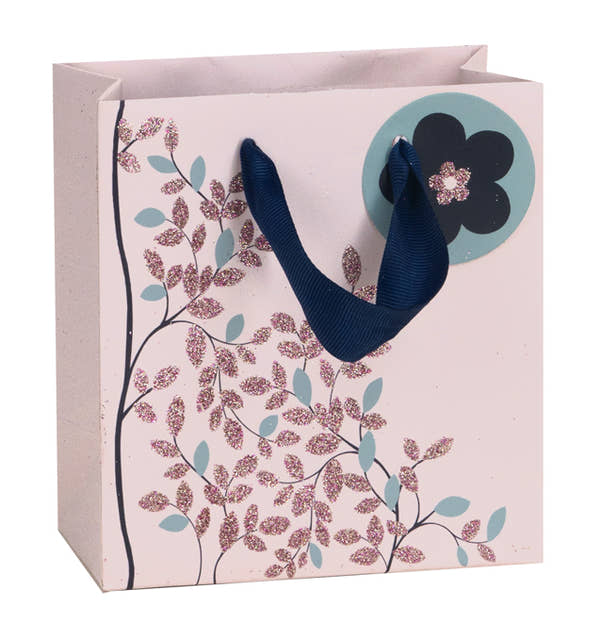 Modernity Navy small glitter gift bag