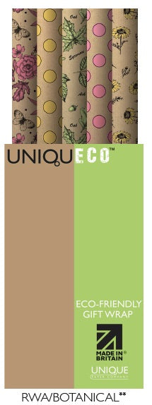 Uniqueco Printed FSCR Botanical Rollwrap Assortment of 42 Rolls
