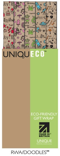 Uniqueco Printed FSCR Doodles Rollwrap Assortment of 42 rolls