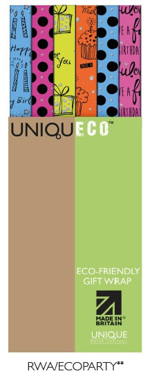 Uniqueco Bio Glitter FSCM Eco Party Rollwrap Assortment Box of 42 Rolls
