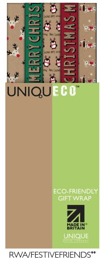 Uniqueco Printed FSCR Festive Friends Rollwrap Assortment Box of 42 Rolls