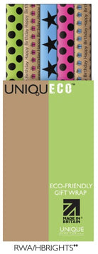 Uniqueco Printed Happy Brights Rollwrap Assortment of 42 Rolls