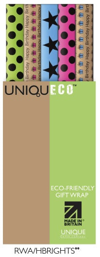 Uniqueco Printed Happy Brights Rollwrap Assortment of 42 Rolls