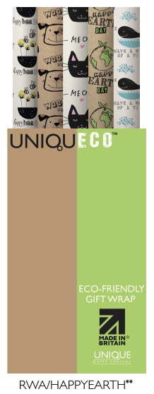 Uniqueco Printed Happy Earth Rollwrap Assortment of 42 Rolls