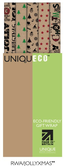 Uniqueco Printed FSCR Jolly Christmas Rollwrap Assortment of 42 Rolls