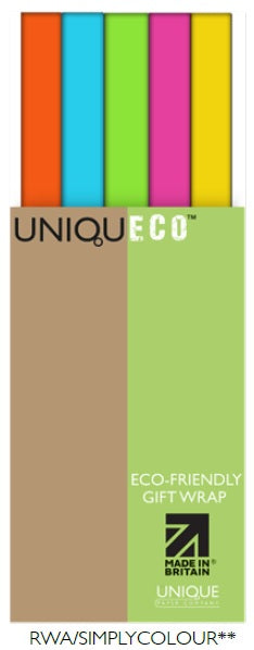 Uniqueco Printed FSCM Simply Colour Rollwrap Assortment of 42 Rolls