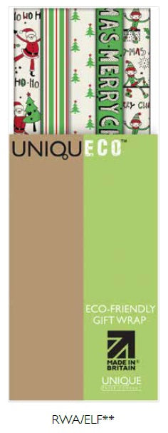 Uniqueco Printed FSCM Elf Rollwrap Assortment of 42 Rolls