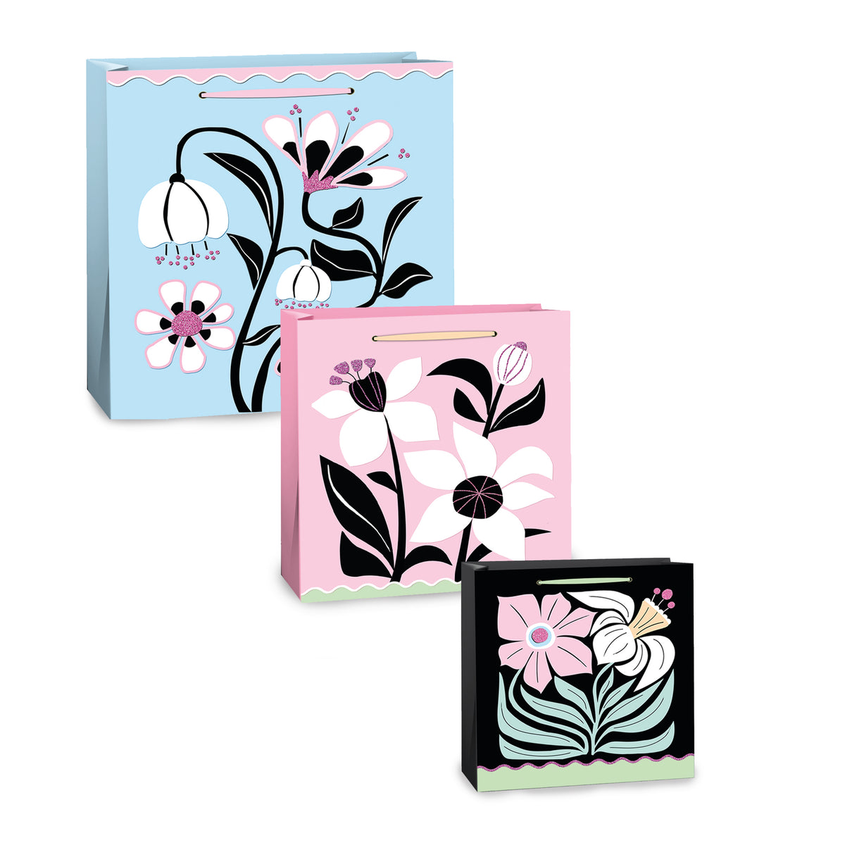 Chic Noir FSC® biodegradable glitter gift bags