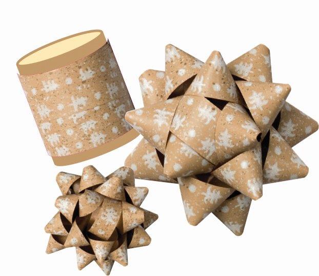 Mock Kraft Effect Christmas Tree Gift Bow / Ribbon Spool (select colour)